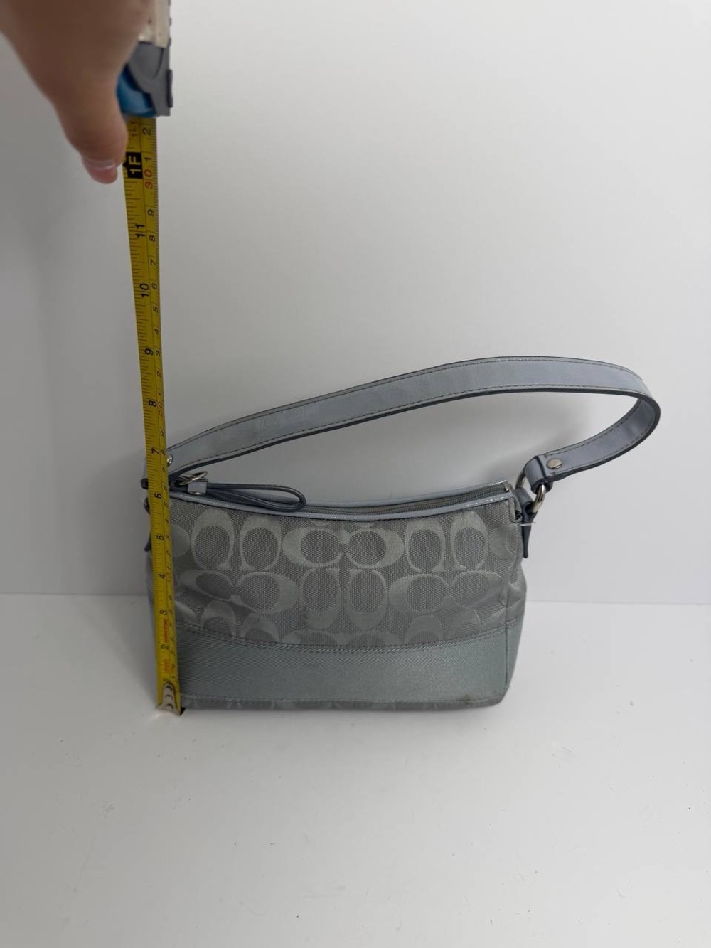 Coach Mini Signature Stripe Demi Shoulder Bag in Blue - Picture 5 of 10